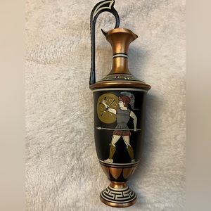 GREEK HAND MADE COPPER PITCHER Singed & Numbered Warrior made in Greece 7-3/4”